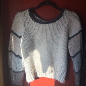 LoveShackFancy White and Gray Knit Sweater